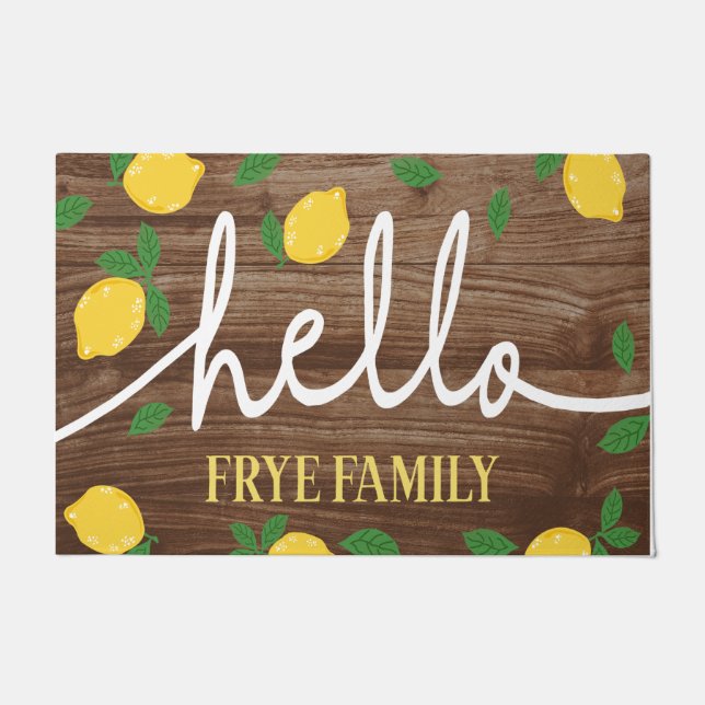 Cute Personalized Lemons Mat,Hello Lemon Doormat (Front)
