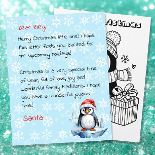 Cute Personalized Letter from Santa Colouring Page