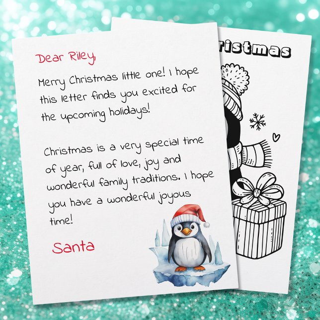 Cute Personalized Letter from Santa Colouring Page (Creator Uploaded)