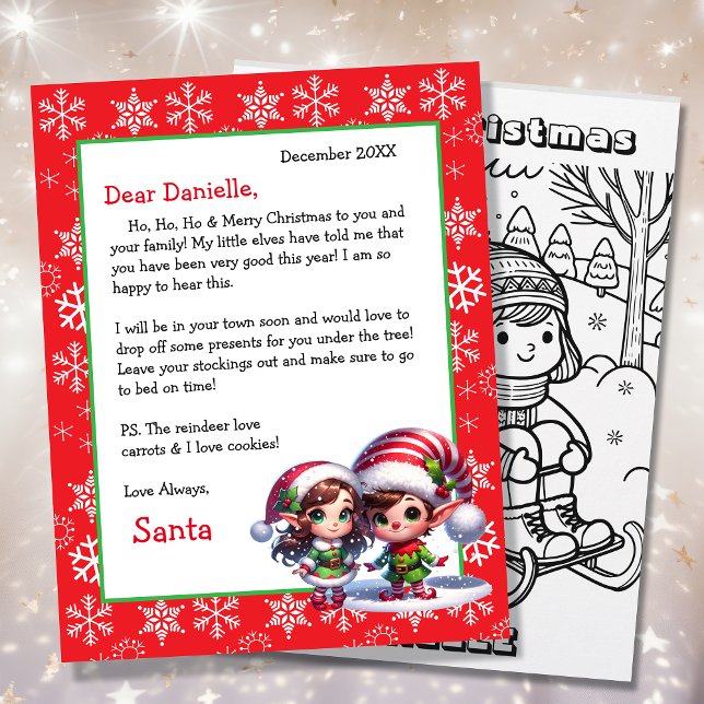 Cute Personalized Letter from Santa Colouring Page (Creator Uploaded)