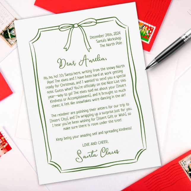 Cute Personalized Letter from Santa Kids Christmas Holiday Card (Creator Uploaded)