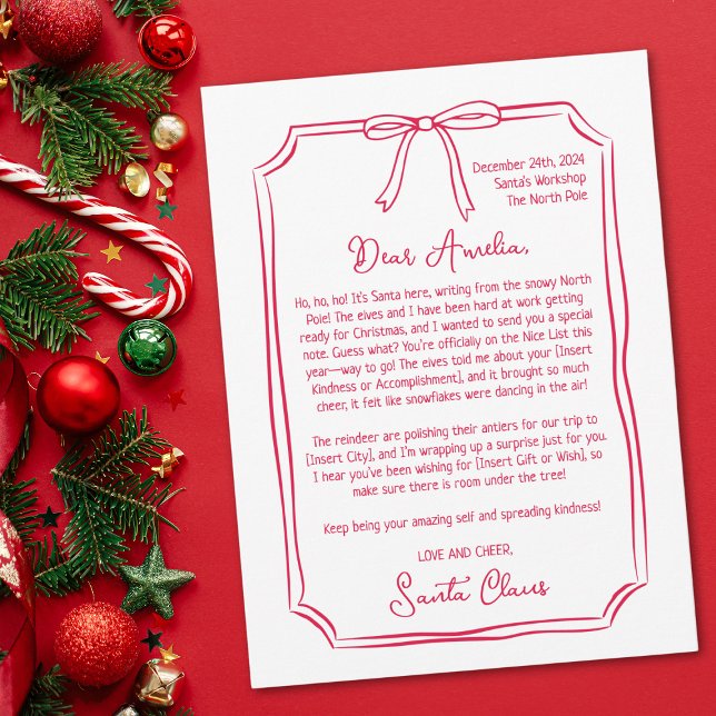 Cute Personalized Letter from Santa Kids Christmas Holiday Card (Creator Uploaded)