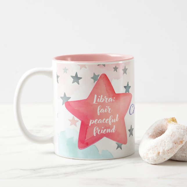 Cute Personalized Libra Zodiac Sign Mug for Girl (With Donut)