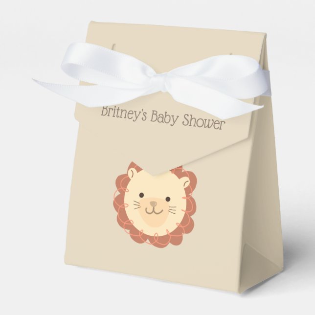 Cute Personalized Lion Baby Shower Favour Box (Front Side)