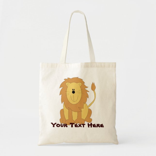 Cute Personalized Lion Tote Bag (Front)