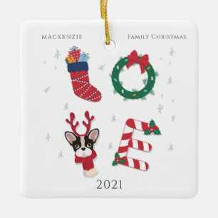 Cute Personalized Love Christmas Family Reunion Ceramic Ornament