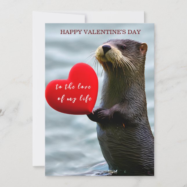 Cute Personalized Love Otter Valentine's Day Card (Front)