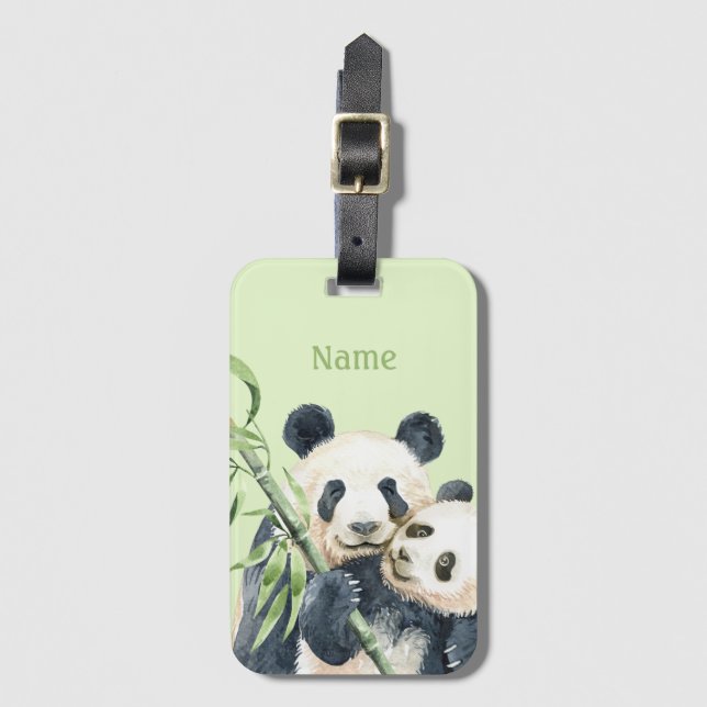 Cute Personalized Luggage Tag | Pandas (Front Vertical)