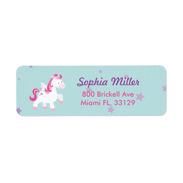 Cute Personalized Magical Unicorn Address Label (Front)