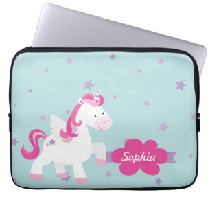 Cute Personalized Magical Unicorn Laptop Sleeve