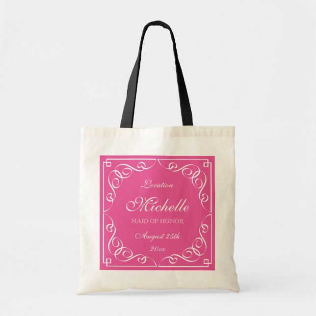 Cute personalized maid of honour wedding tote bags (Front)