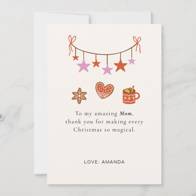 Cute Personalized Mom Christmas Card (Front)