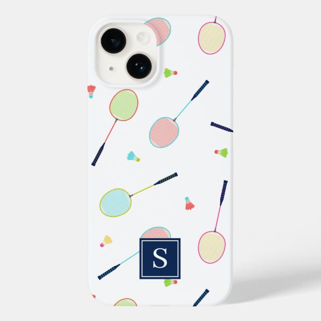 Cute Personalized Monogram Badminton Pattern Case-Mate iPhone Case (Back)