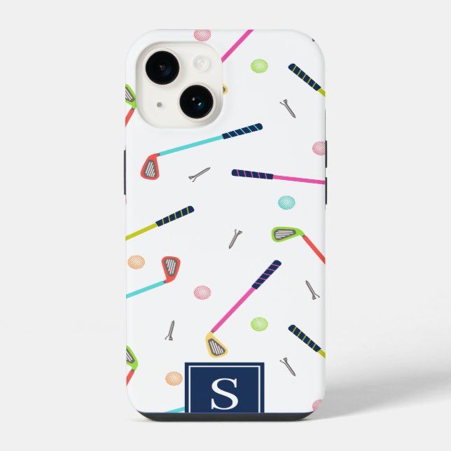 Cute Personalized Monogram Golf Pattern Women iPhone Case (Back)