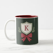 Cute Personalized Monogram Initial Bow Christmas