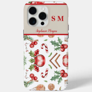 Cute Personalized Monogram Name Christmas iPhone 15 Pro Max Case