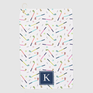 Cute Personalized Monogram Pattern Women Golf Towel