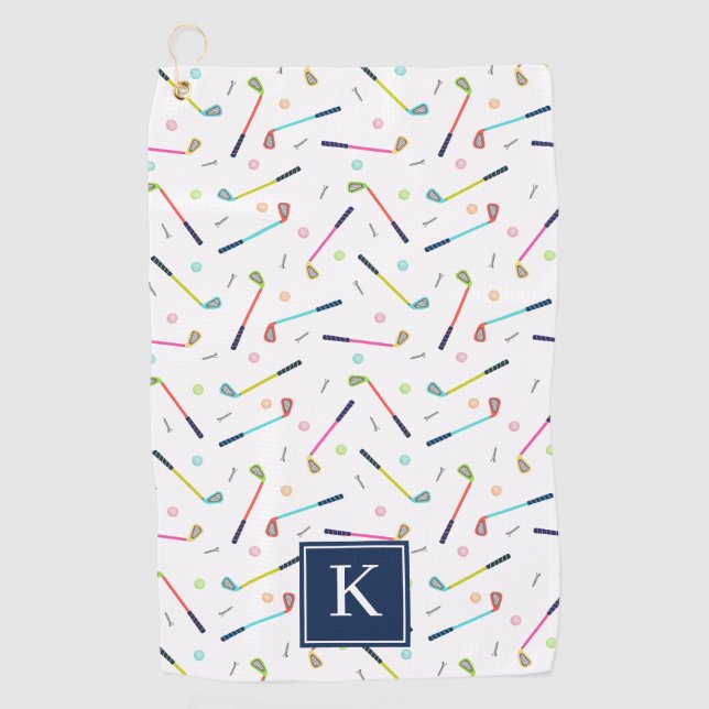 Cute Personalized Monogram Pattern Women Golf Towel (Front)
