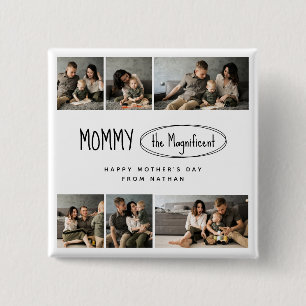 Cute Personalized Mothers Day Family Photo 2 Inch Square Button
