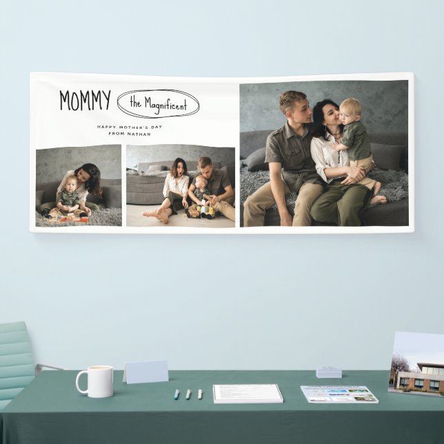 Cute Personalized Mothers Day Family Photo Banner (Tradeshow)
