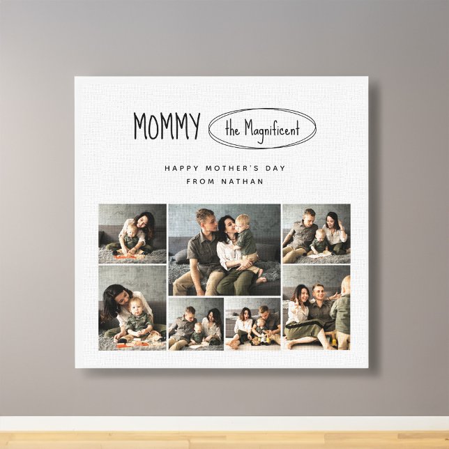 Cute Personalized Mothers Day Family Photo Canvas Print (Creator Uploaded)