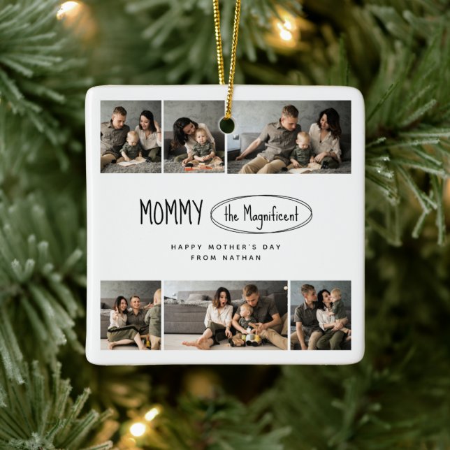 Cute Personalized Mothers Day Family Photo Ceramic Ornament (Tree)