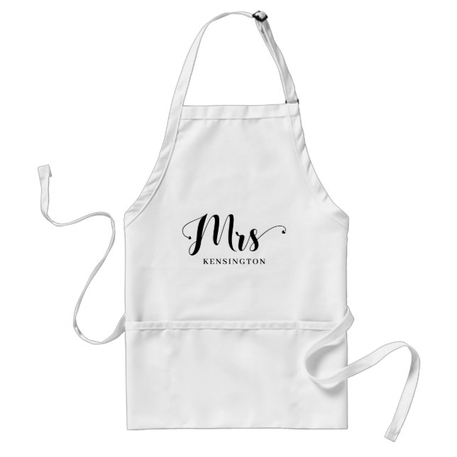 Cute Personalized Mrs Newlywed Typography Standard Apron (Front)