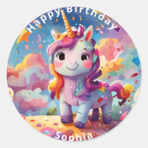 cute personalized name birthday colourful unicorn 