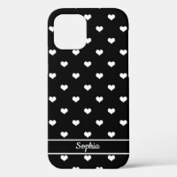 Cute personalized name hearts pattern black