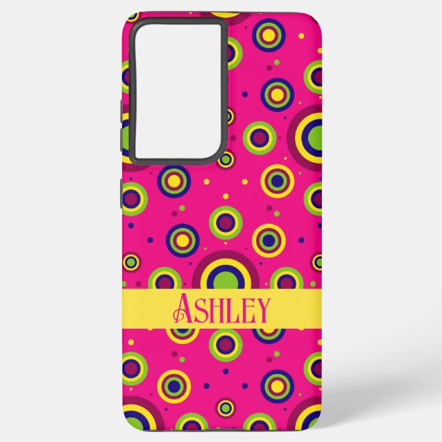 Cute Personalized Name Magenta Abstract Samsung Galaxy S21 Ultra Case (Back)