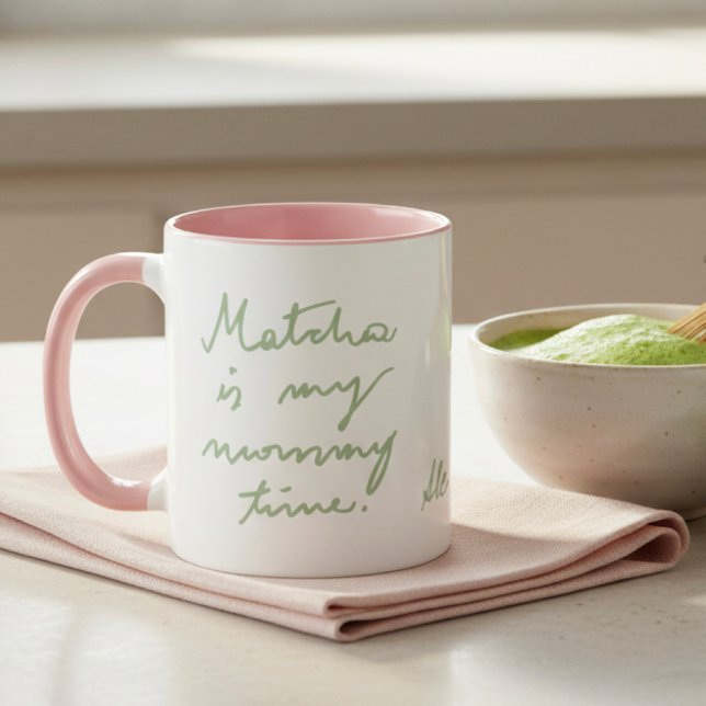 Cute Personalized Name Mommy Matcha Tea Script  Mug (Creator Uploaded)
