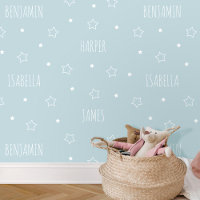 Cute Personalized Name Star Blue Kids Nursery