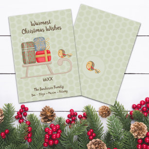 Cute Personalized Nordic Christmas Sled Holiday Card