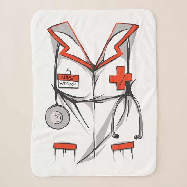 Cute Personalized Nurse Scrubs Outfit Name Sherpa Blanket (Front)