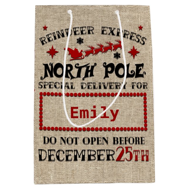 Cute Personalized Official Santa Sack GIFT BAG (Front)