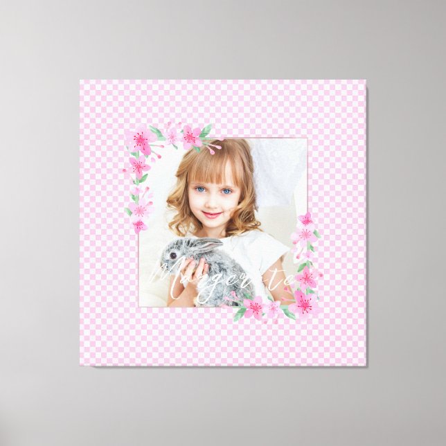 Cute Personalized one Photo Pink  Canvas Print (Front)