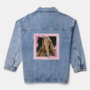 Cute Personalized one Photo Pink Denim Jacket