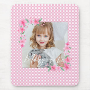 Cute Personalized one Photo Pink Mouse Pad