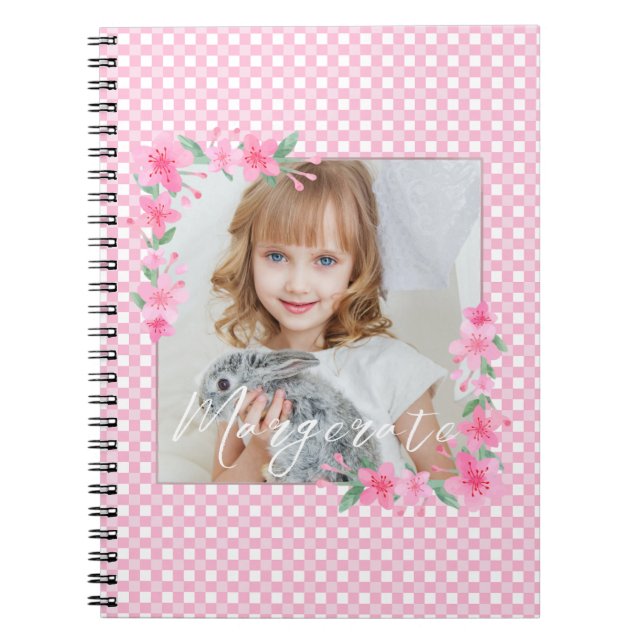 Cute Personalized one Photo Pink  Notebook (Front)