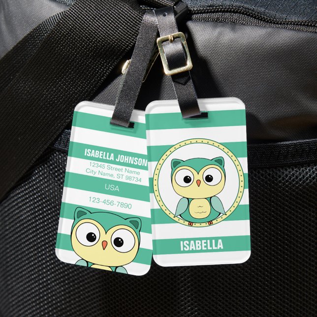 Cute Personalized owl Luggage Tag (Creator Uploaded)