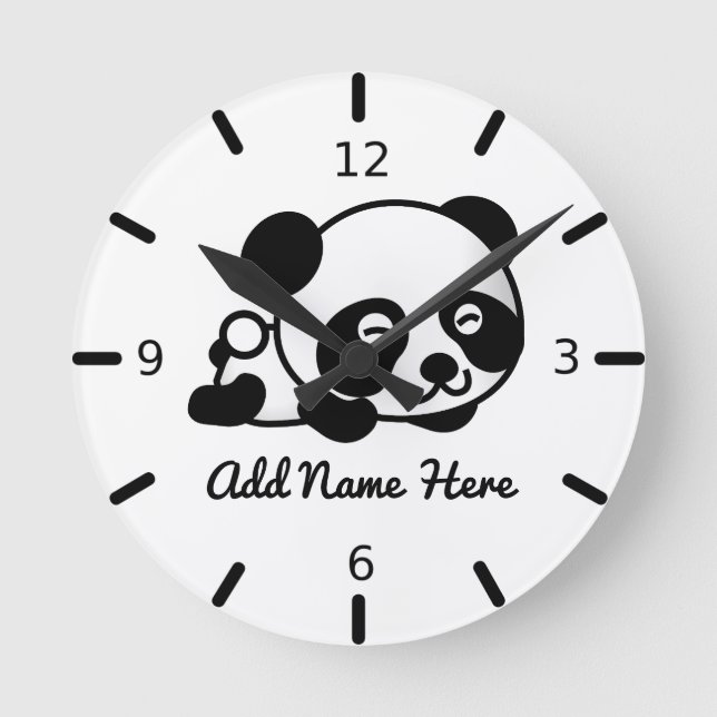 Cute Personalized Panda  Round Clock (Front)