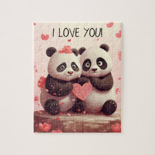 Cute Personalized Panda Valentine Jigsaw Puzzle
