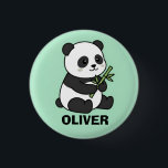 Cute Personalized Panda with Bamboo Kids  1 Inch Round Button<br><div class="desc">Cute Personalized Panda with Bamboo Kids</div>