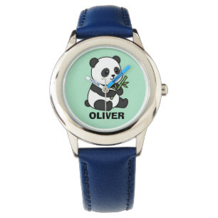 Cute Personalized Panda with Bamboo Kids Necklace Watch