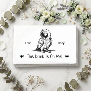 Cute Personalized Parrot Wedding Drink Ticket Enclosure Card