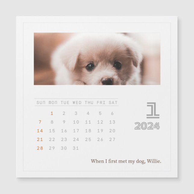 Cute Personalized Pet Dog Lovers 2024 Photo Calend (Front)