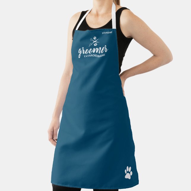 Cute Personalized Pet Groomer Extraordinaire Apron (Insitu)