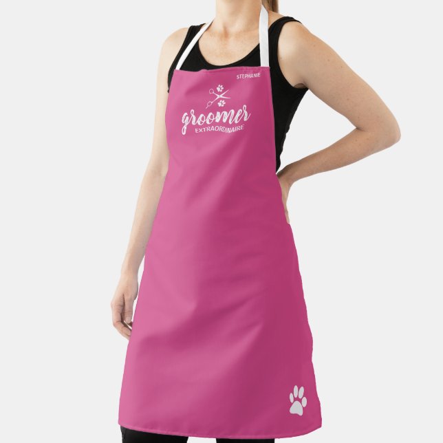 Cute Personalized Pet Groomer Extraordinaire Apron (Insitu)