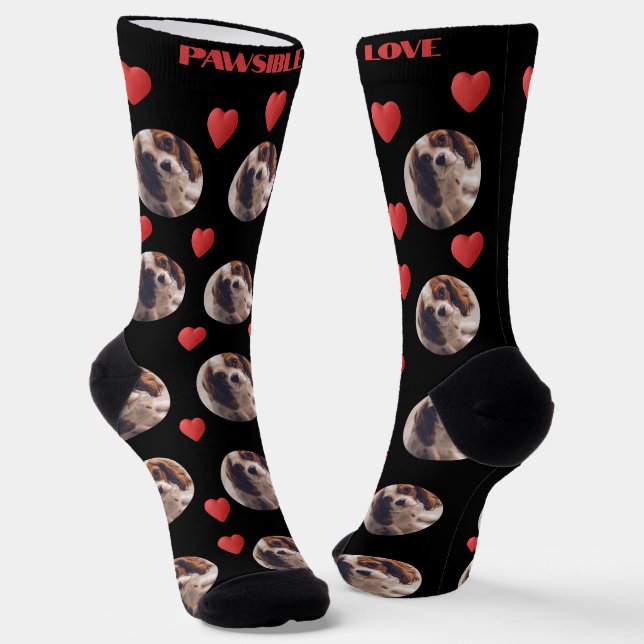 Cute personalized pet love photo  socks (Angled)