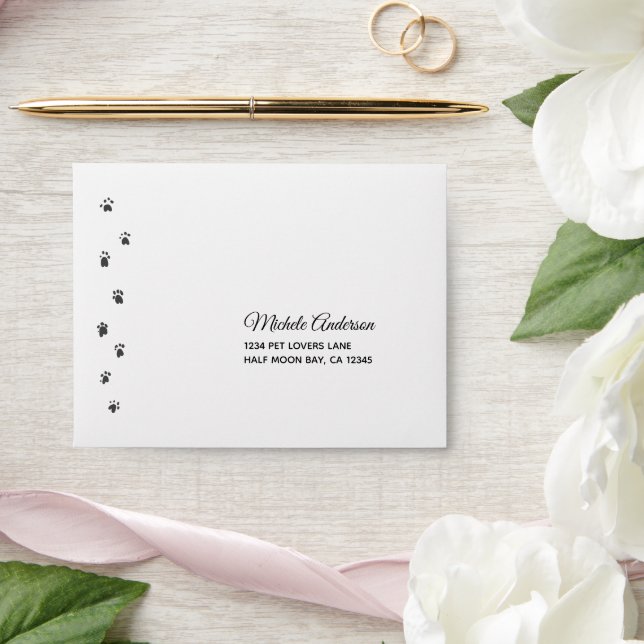 Cute Personalized Pet Lovers Wedding RSVP Envelope (Wedding)
